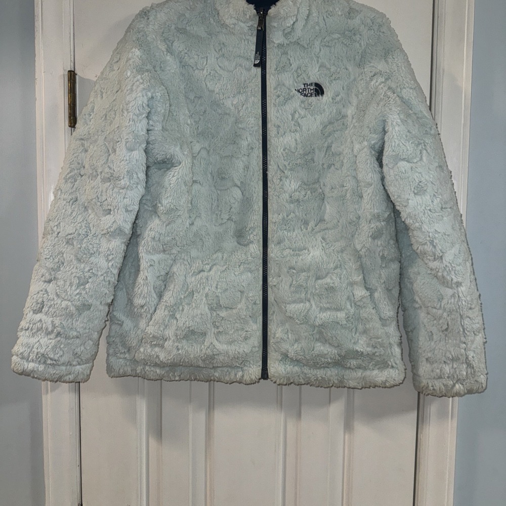 The North Face Reversible Mossbud Swirl Insulated Jacket Girls XL 18 Blue/Teal - Picture 15 of 16
